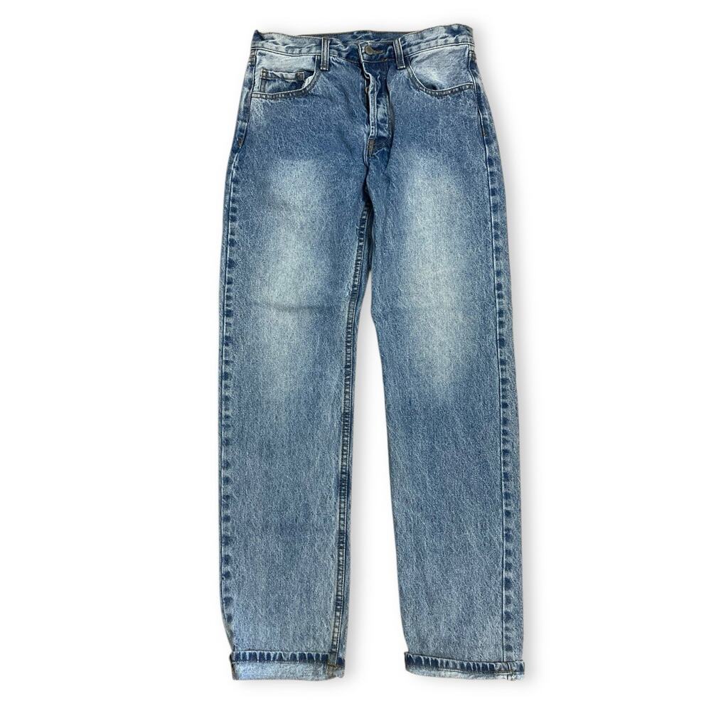 John Galt Jeans Womens Medium Blue Straight Leg Button Fly Denim Pants Hi-Rise
